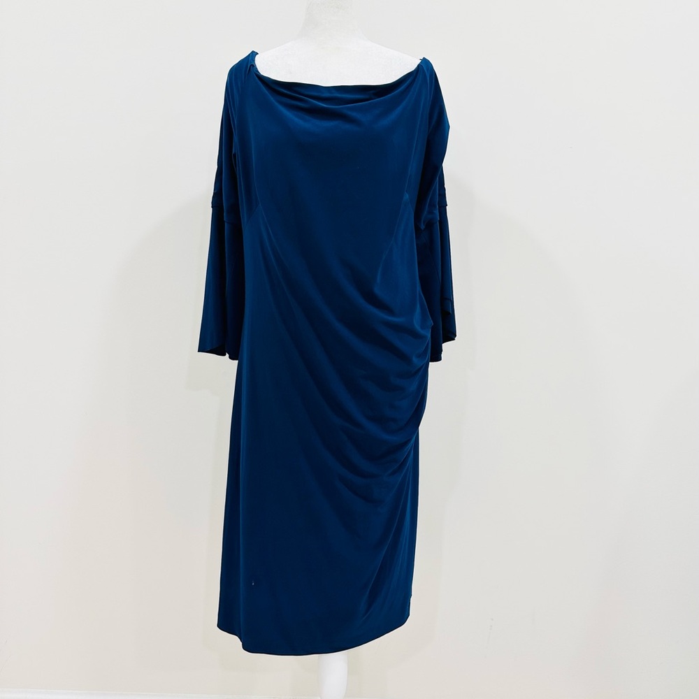 Lauren Ralph Lauren Midnight Blue Draped Midi Dress